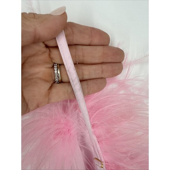 SLEEPER Womens Size Med Boheme Pink Feather-Trim Satin Slip Mini Dress NWT Flaw - Picture 14 of 16